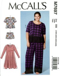 7697 MCCALLS EASY STRETCH KNIT TOP, DRESS, SHORTS, PANTS PATTERN 18W-24W UNCUT